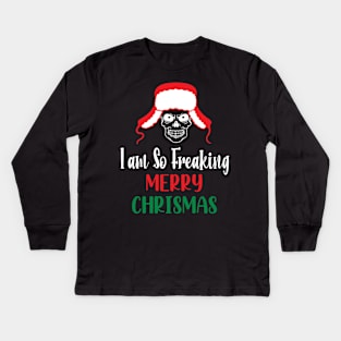 I Am So Freaking Merry Christmas Skull - Funny Santa Clause Skull Kids Long Sleeve T-Shirt